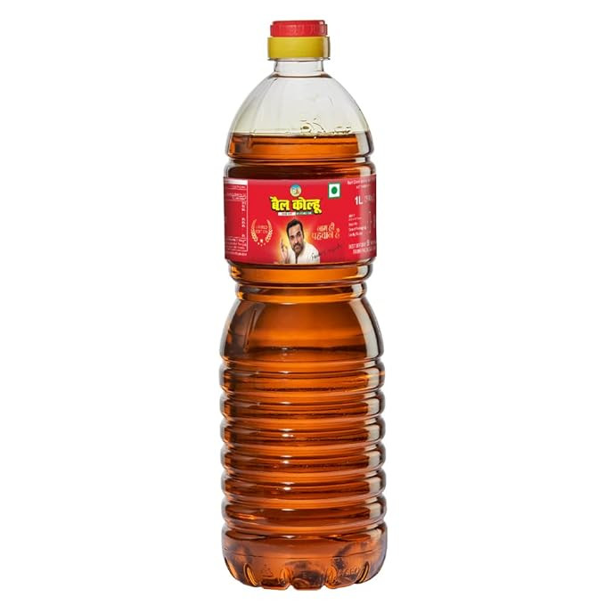 ail Kolhu Kachi Ghani Mustard Oil (Cold Pressed) | Healthy Cooking Oil | All Natural | Optimal Ratio of Omega 3 and Omega 6 Fatty acids | Free from Argemone Oil | Best Aroma, 1 Liter Bottle