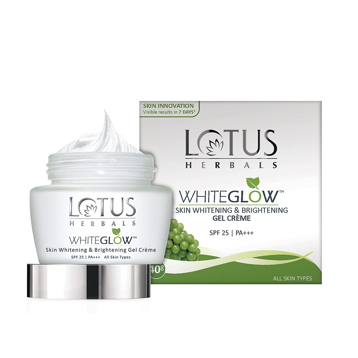 Lotus Herbals WhiteGlow Skin Whitening And Brightening Gel, Face Cream with SPF-25, for all skin types, 40g